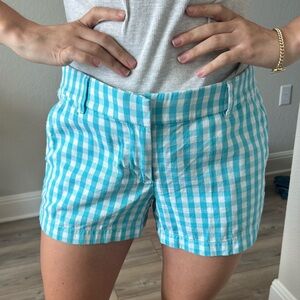 J. Crew Turquoise Gingham Women's Shorts.  With pockets size 6